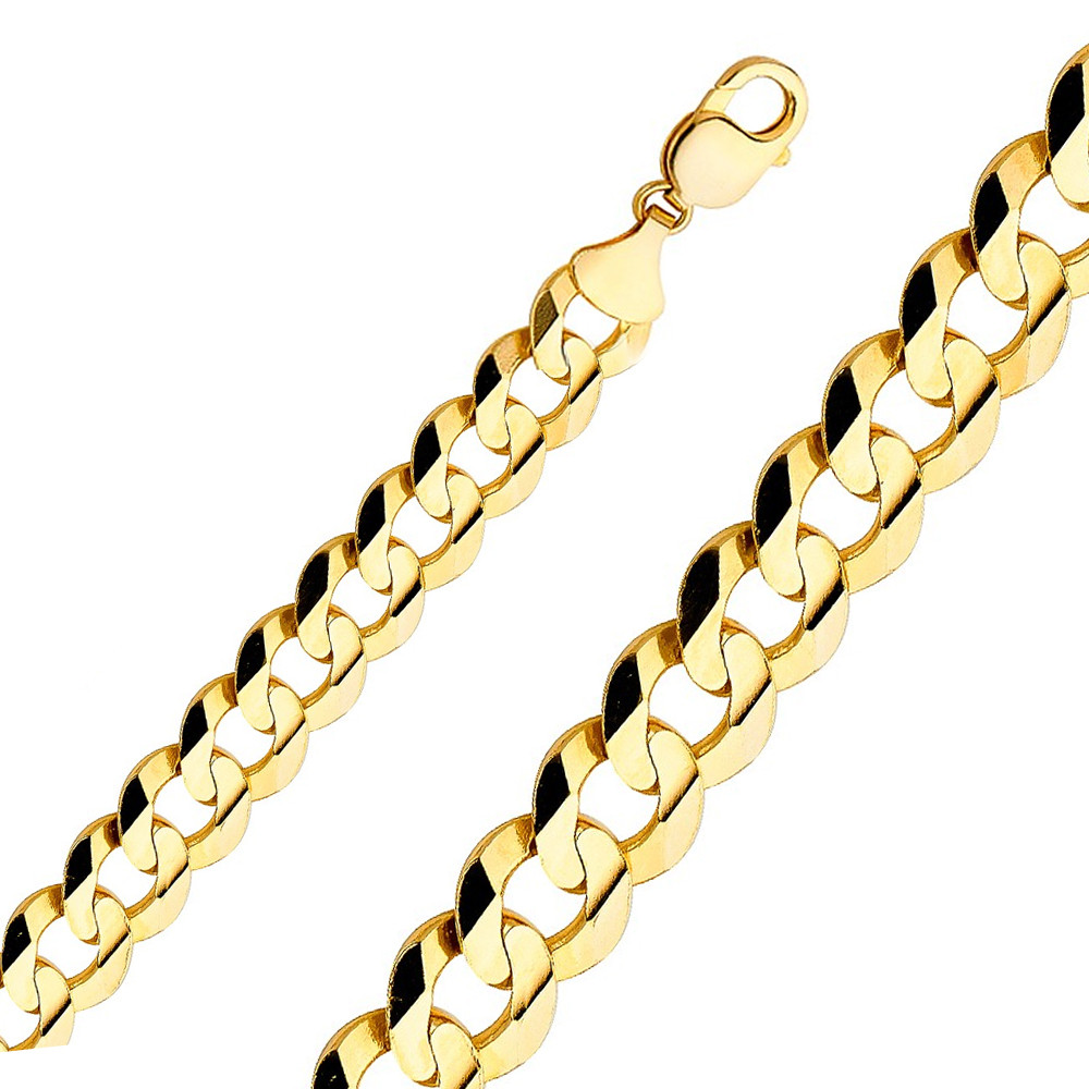 14k Gold 15.5mm Flat Curb Chain 20 Inches